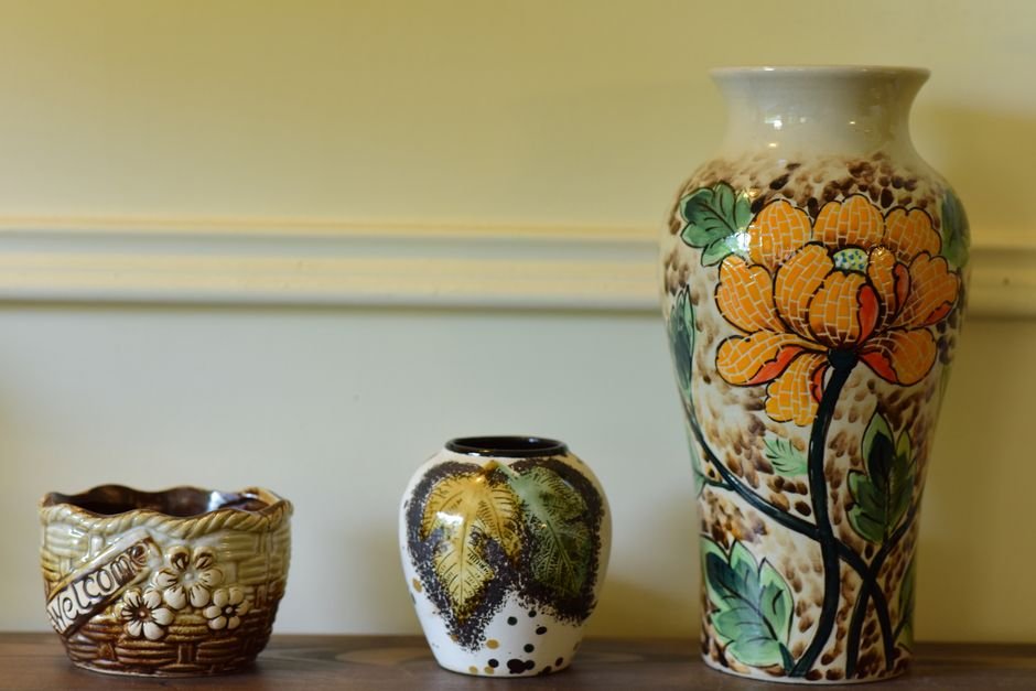 Estêncil em potes e vasos