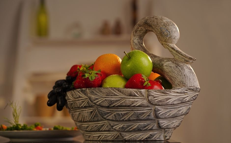 Frutas e alimentos decorativos