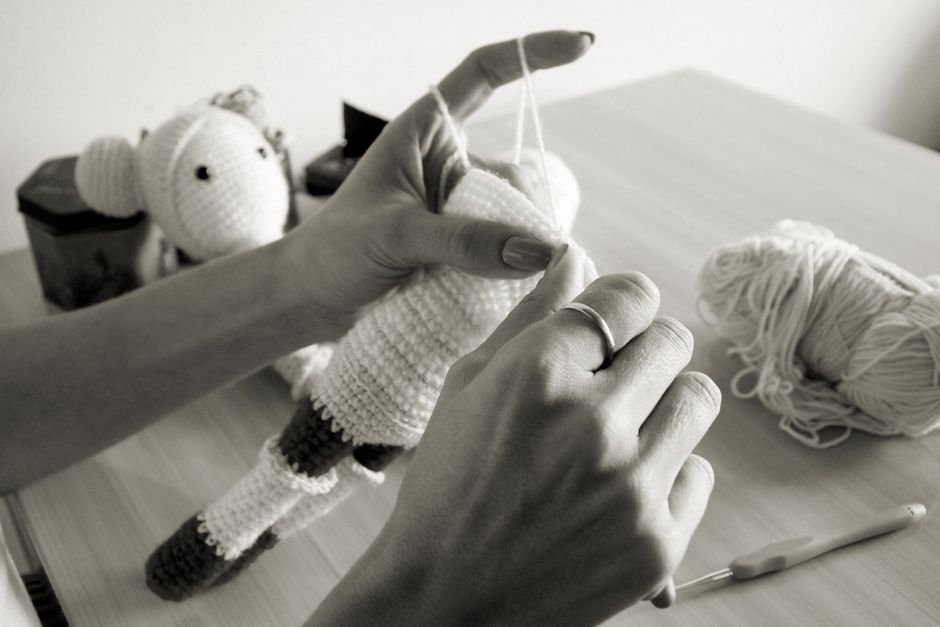 Ponto baixo: firme, denso, ideal para amigurumi