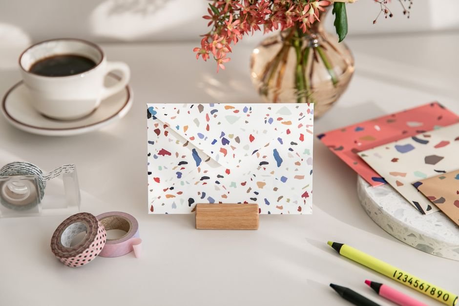 Cartões e envelopes decorados