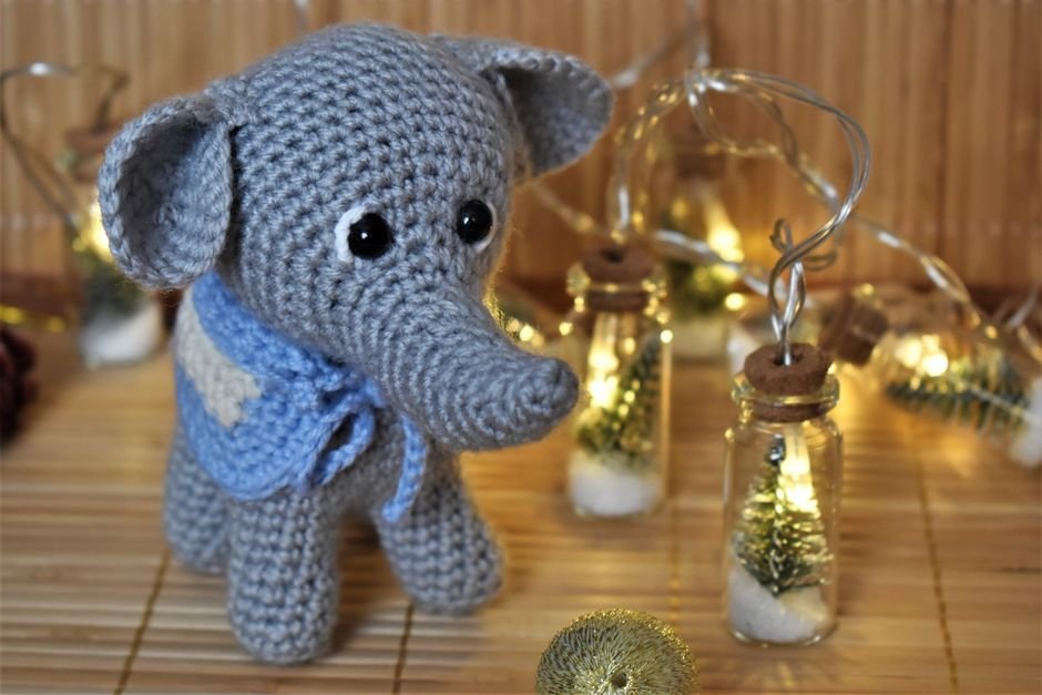 Elefante Mini Chaveiro de Amigurumi