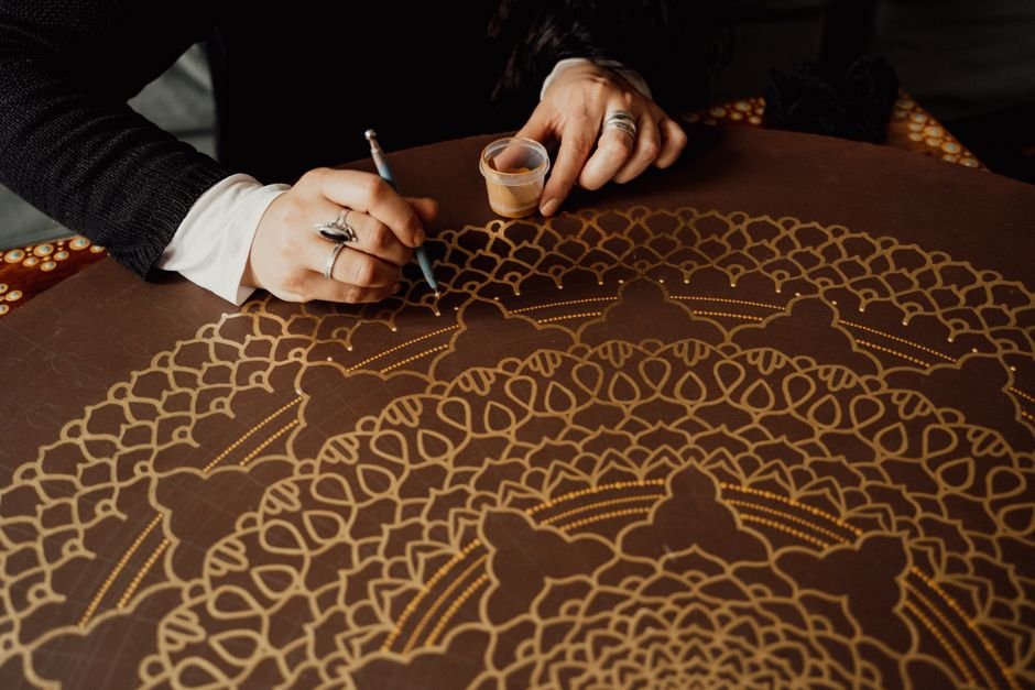 Mandala de botões em espiral