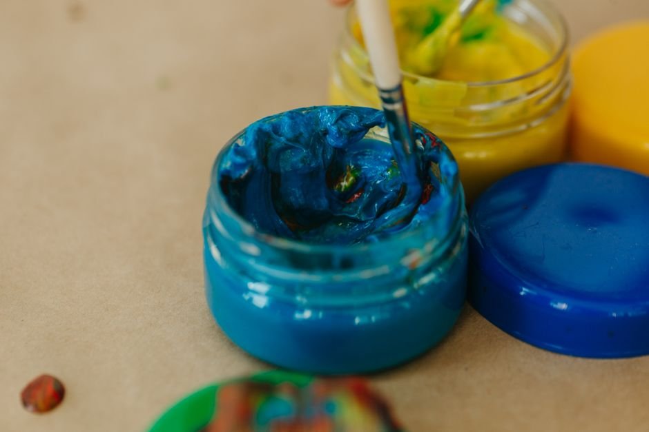 Tinta 3D em potes de vidro